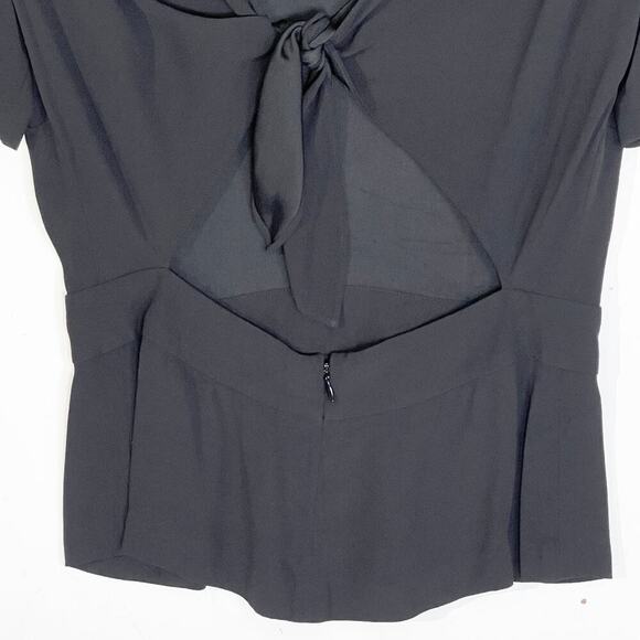 A.L.C Women’s Black Short Sleeve Tie back peplum top size 8 - Picture 4 of 5